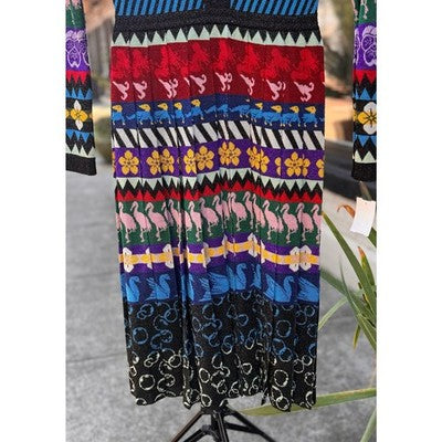 MARY KATRANTZOU Pleated Lurex Midi Jacquard Knit Cecile Dress - Small