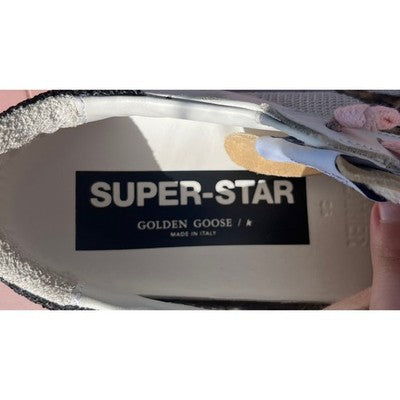GOLDEN GOOSE White Superstar Leopard Horsy Star Glitter Heel Shoes w/Box Sz. 36