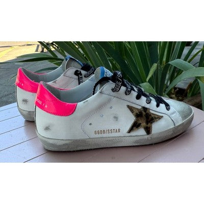 GOLDEN GOOSE Mesh Iconic Leopard SUPER-STAR Leather Low-Top Sneaker Sz. 36/6