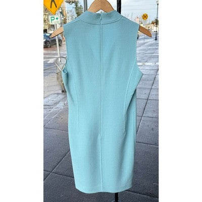 SOLD! ST. JOHN Blue Sleeveless Midi Hand Sewn Shift Dress Sz. 6