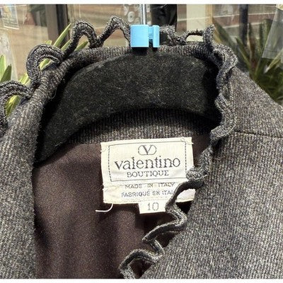 Vintage VALENTINO + Patty Ann Exclusives Grey Wool Skirt Suit Size 10