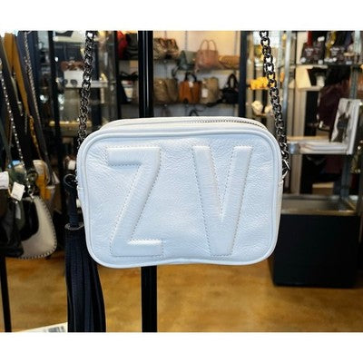 SOLD! ZADIG & VOLTAIRE Cream Boxy Wings ZV Crossbody Chain Strap Leather Logo Bag