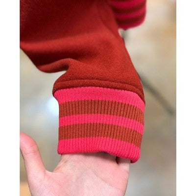 Spiritual Gangster Red Wool Mix Grateful Heart Isla Letterman Jacket - Small