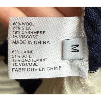 PROENZA SCHOULER Navy & Cream Striped Wool Silk Cashmere Blend - Medium