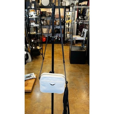 SOLD! ZADIG & VOLTAIRE Cream Boxy Wings ZV Crossbody Chain Strap Leather Logo Bag
