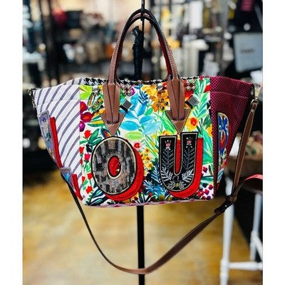 LOUBOUTIN Caracaba Embellished Satin Cotton Leather Tote Shoulder Bag