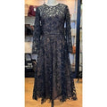MARCHESA NOTTE Black & Tan Floral Lace Long Sleeve Maxi Dress / Gown SZ. 2