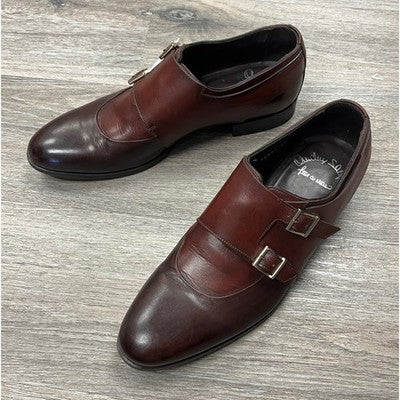 Santoni 9 Brown Men's Leather Double Monk Strap Buckle Shoes Sz. 9