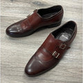 Santoni 9 Brown Men's Leather Double Monk Strap Buckle Shoes Sz. 9