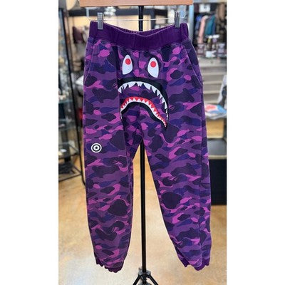 A Bathing Ape BAPE Shark Purple Camo Sweats 100% Cotton Sweatpants Sz. 10