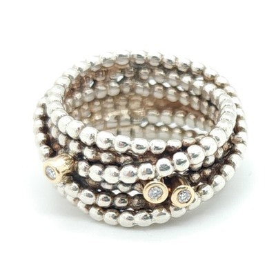 SOLD! PANDORA Sterling Silver & 14K Entangled Beauty LAB Diamond 925 ALE Ring Sz. 7