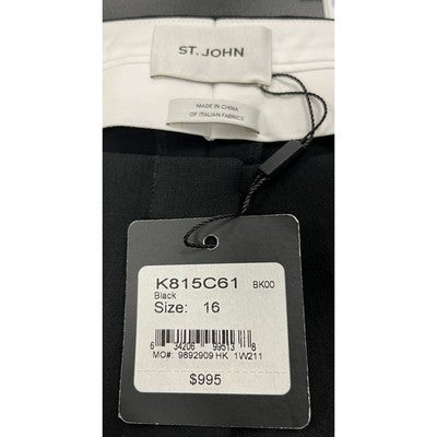 ST. JOHN Women's Wide Leg Black Pants MSRP $995 100% Wool NEW w/tags Sz. 16