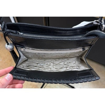 SOLD! Brighton Black Ferrera City Organizer Leather Crossbody Medallion Bag