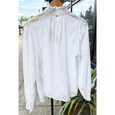 SEZANE Paris Blusa Shona White Lace Long Sleeve Blouse (NEW w/tags) Sz. 42/10