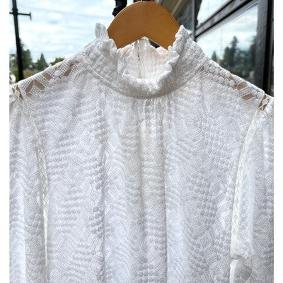 SEZANE Paris Blusa Shona White Lace Long Sleeve Blouse (NEW w/tags) Sz. 42/10