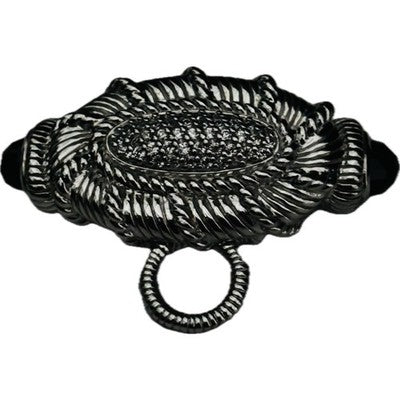 Judith Ripka Sterling Silver 925 CZ Onyx Enhancer Brooch Pendant