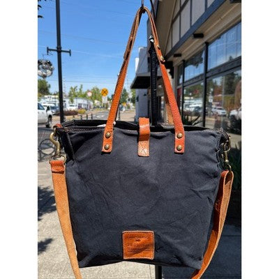 CAMPOMAGGI TEODORANO Italy Blue Canvas/Leather Tote Bag