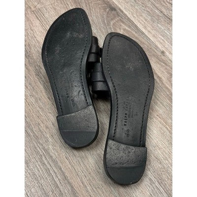 Ralph Lauren Black Purple Label RL Collection Flat Leather Sandals Sz. 9