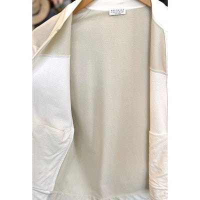 BRUNELLO CUCINELLI Tan & White Color Block Zip Up Monilli - XS