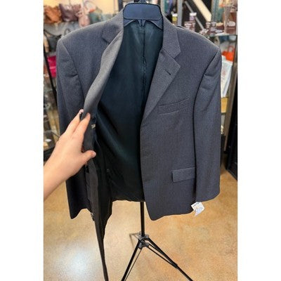BURBERRY Nordstrom 100% Wool Grey Men's Button Up Blazer Jacket - Sz. 40