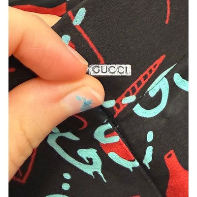 GUCCI Ghost Print Monogram Signature Pleated Silk Belted Skirt Cardi B. Sz. 48