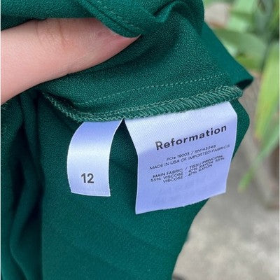 REFORMATION Sz. 12 Emerald Green Mica Long Sleeve Midi Dress New w/Tag