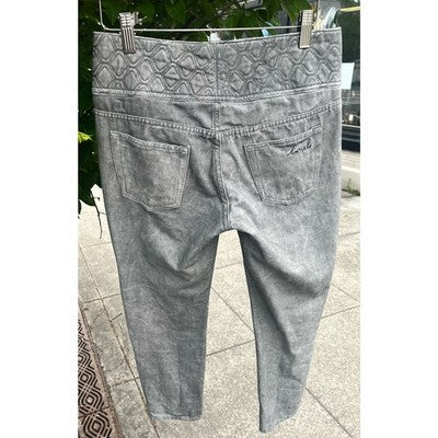 Authentic CHANEL Grey Quilted Skinny Jeans Sz. 38