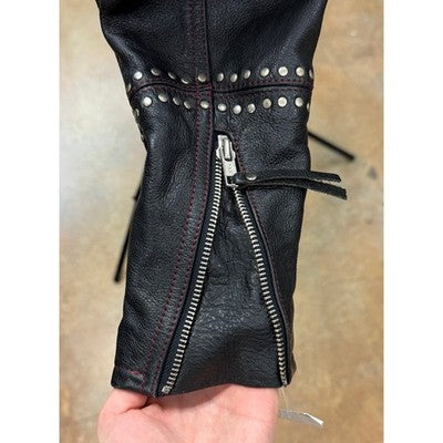 Vintage 90’s Harley Davidson Black Leather Zip Studded Women's Moto Jacket - Medium