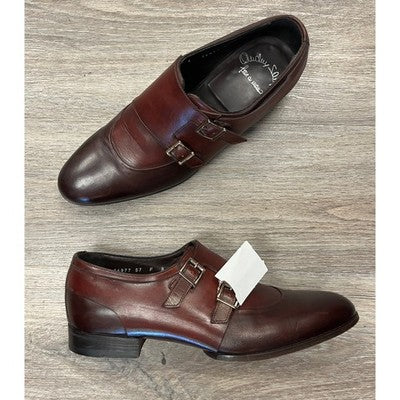 Santoni 9 Brown Men's Leather Double Monk Strap Buckle Shoes Sz. 9