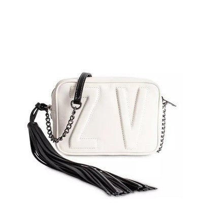 SOLD! ZADIG & VOLTAIRE Cream Boxy Wings ZV Crossbody Chain Strap Leather Logo Bag
