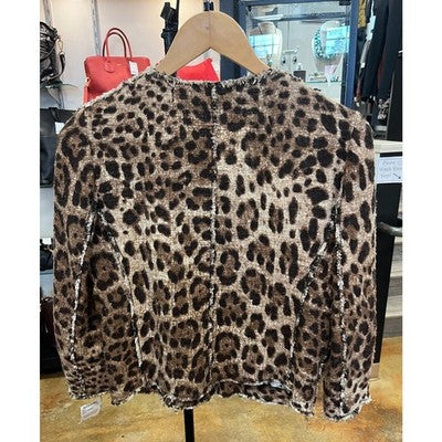DOLCE & GABBANA Made in Italy Animal-Print Leopard Cropped Jacket Sz. 40