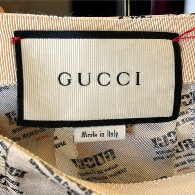 SOLD! GUCCI 2017 Ivory Signature Logo Jacquard Pleated 100% Silk Midi Skirt Sz. 46