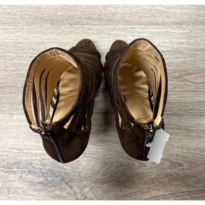 SOLD! Louboutin Brown Suede Strappy Caged Ankle Booties Sandals Peep Toe Heels Sz. 39