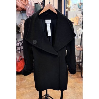 AKRIS punto Black Angora Wool Belted Asymmetrical Jacket Sz. 6