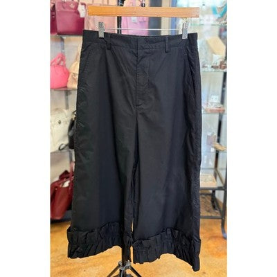 MONCLER Black Kei Ninomiya Wide Straight Leg Light-Weight Ruffled Pants Sz. 6