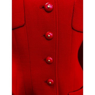 Vintage 90’s CHANEL Boutique Knit Professional Red Skirt Suit Sz. 40