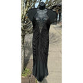Vintage 80’s CASADEI Black Sequined Draped Rouched Cocktail Dress - Small/Medium