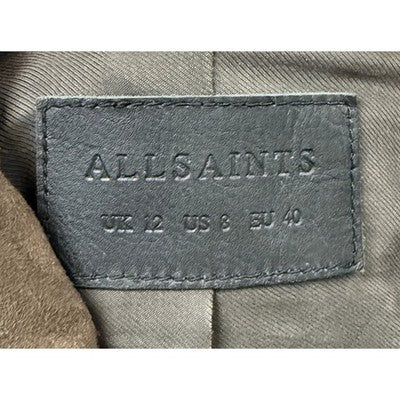 SOLD! ALL SAINTS Brown Suede Asymmetrical Zip Leather Jacket Sz. 6