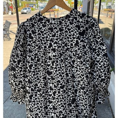 ZADIG & VOLTAIRE Remo Rucas Flash Heart Mini Black & Cream Dress - Large