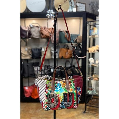 LOUBOUTIN Caracaba Embellished Satin Cotton Leather Tote Shoulder Bag