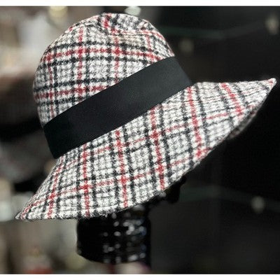 Borsalino Italy Black & Red Alpaca Blend Wool Vintage Hat - Medium