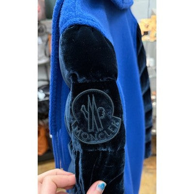 SOLD! MONCLER Mantella Fringed Wool Cape Quilted Velvet Down Filled Sleeve Coat - Small