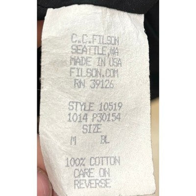 Filson Black Men's Zip Button Up The Explorer Cover Cotton Cloth Jacket - Medium