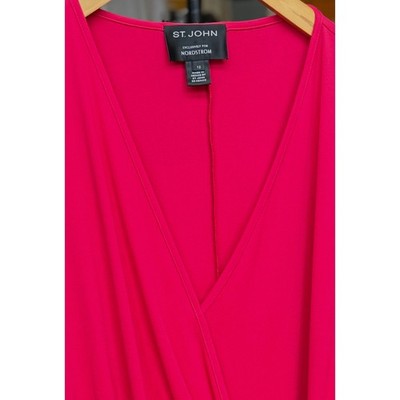 ST. JOHN Black Label Red Evening Knotted Swoop Dress Red Dress Sz. 12