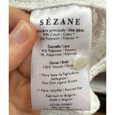 SEZANE Paris Blusa Shona White Lace Long Sleeve Blouse (NEW w/tags) Sz. 42/10
