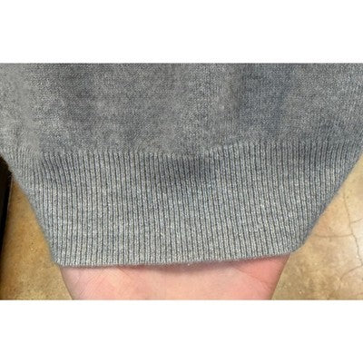 Ralph Lauren Grey Black Label Leather Elbow Panel Cashmere Sweater - Medium