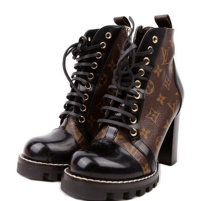 SOLD! LOUIS VUITTON Patent Monogram Canvas Star Trail Zip Lace Ankle Boots w/Box Sz. 39