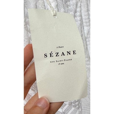 SEZANE Paris Blusa Shona White Lace Long Sleeve Blouse (NEW w/tags) Sz. 42/10