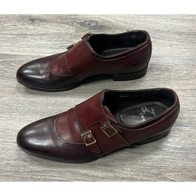 Santoni 9 Brown Men's Leather Double Monk Strap Buckle Shoes Sz. 9