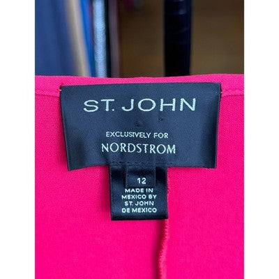 ST. JOHN Black Label Red Evening Knotted Swoop Dress Red Dress Sz. 12